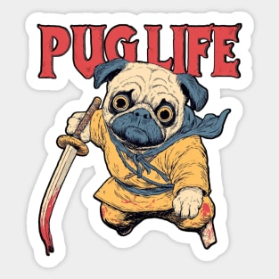 Pug Life Warrior - Anime Style Fighter Pug Sticker